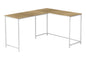 Computer Desk, Home Office, Corner, 58"l, L Shape, Work, Laptop, Natural Laminate, White Metal, Contemporary, Modern