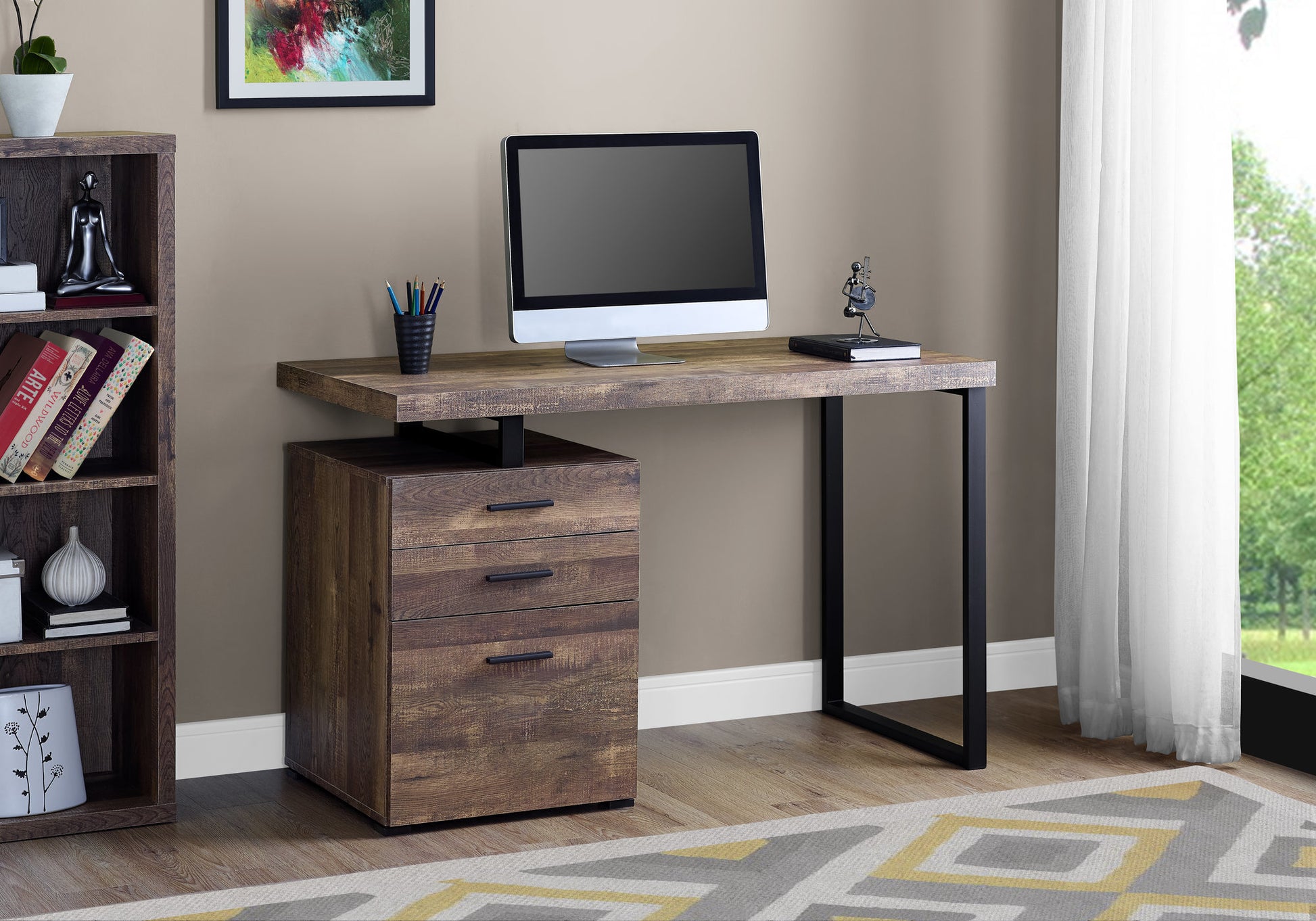 48" Computer Desk with Storage Drawers - Brown Laminate Office Desk