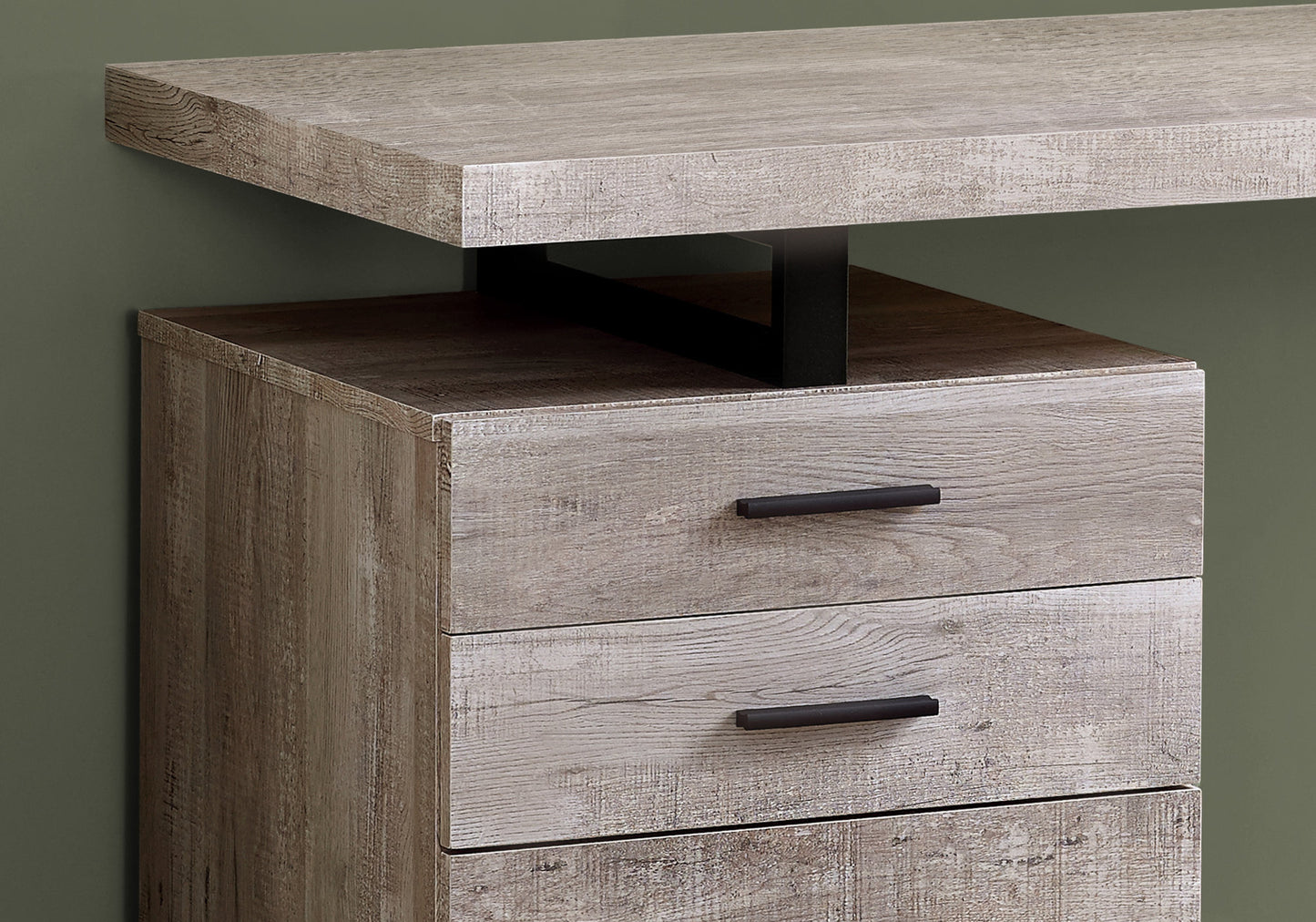 48" Taupe Computer Desk with Storage Drawers - Home Office Workspace