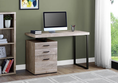 48" Taupe Computer Desk with Storage Drawers - Home Office Workspace