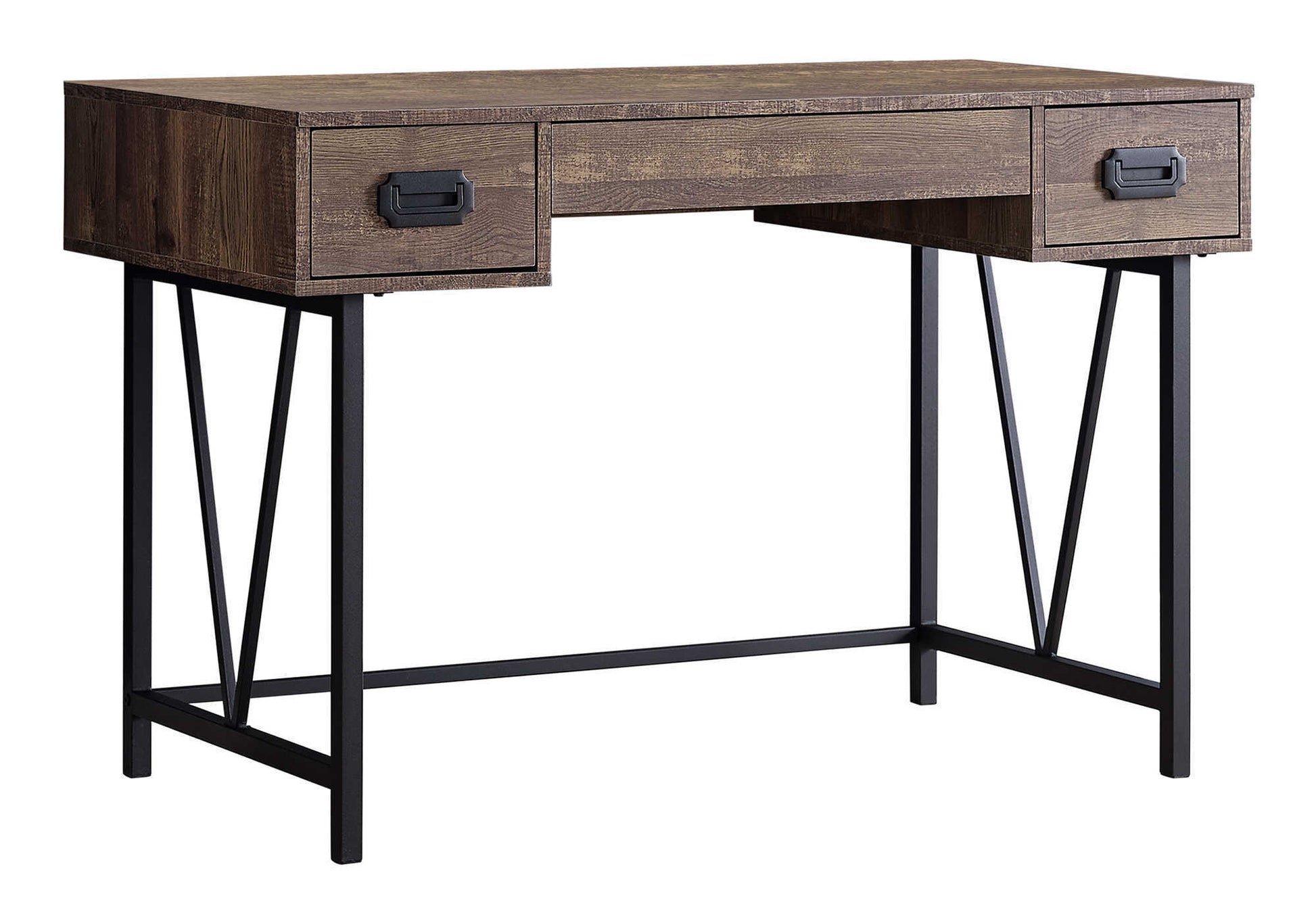 Computer Desk, Home Office, Laptop, Storage Drawers, 48"l, Work, Brown Laminate, Black Metal, Transitional