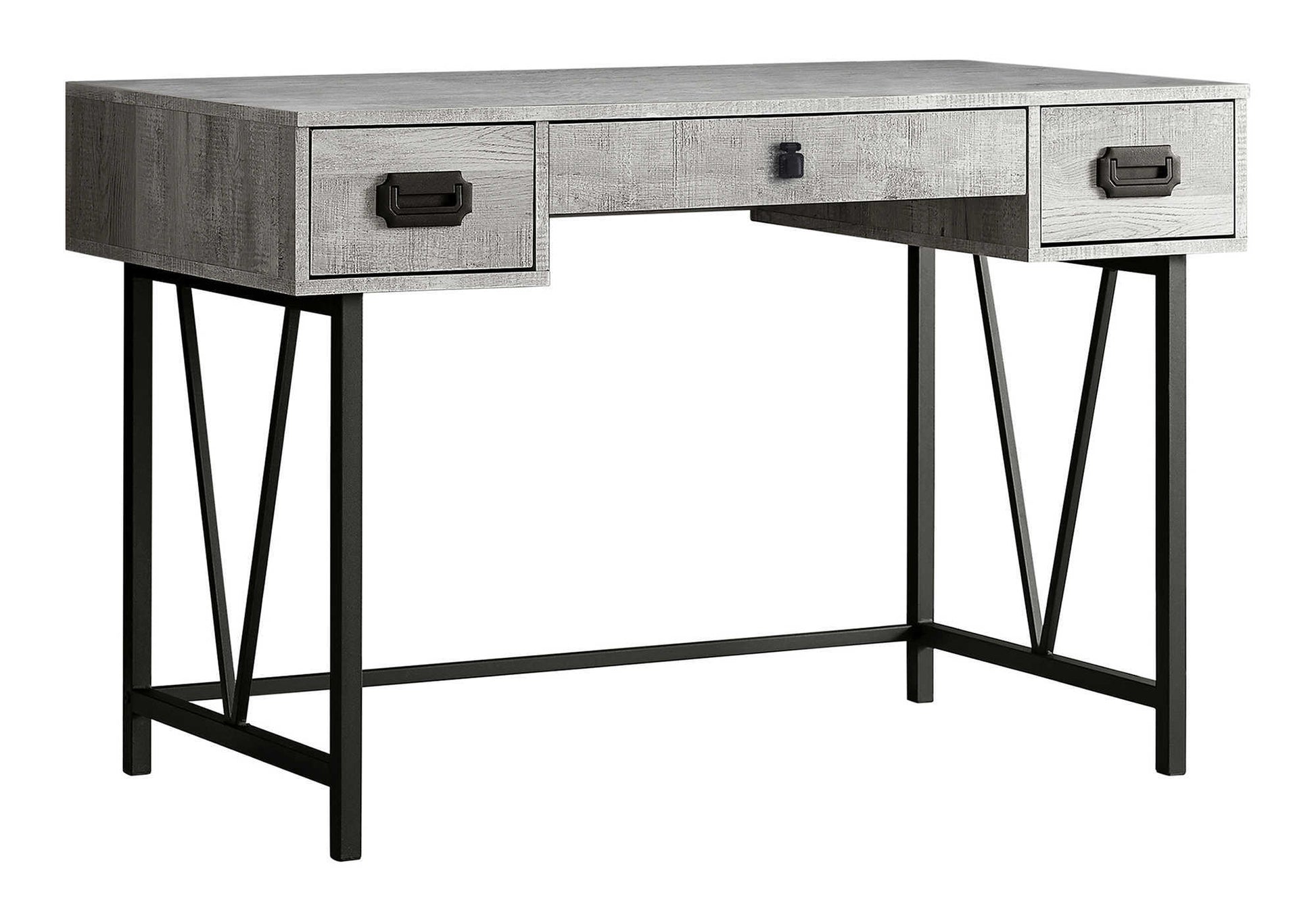 Grey Computer Desk with Drawers - 48" Home Office Workspace