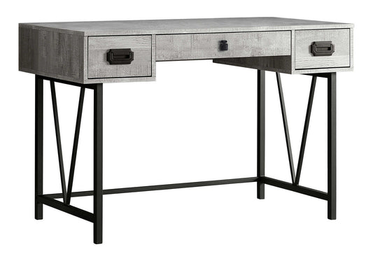 Grey Computer Desk with Drawers - 48" Home Office Workspace