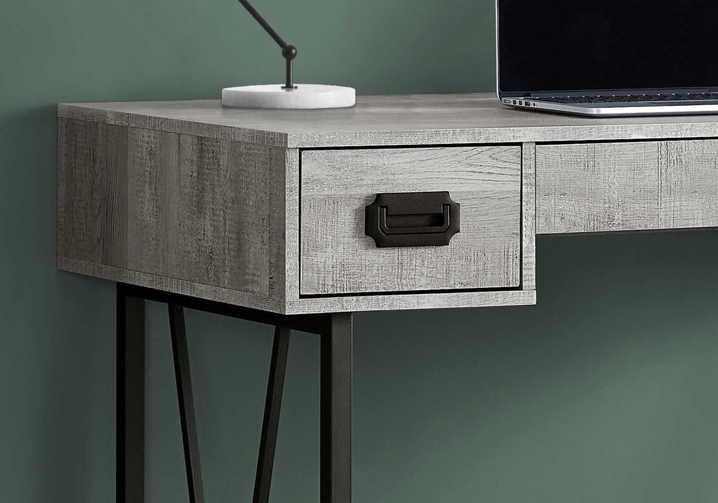 Grey Computer Desk with Drawers - 48" Home Office Workspace