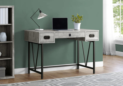 Grey Computer Desk with Drawers - 48" Home Office Workspace