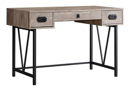 Computer Desk, Home Office, Laptop, Storage Drawers, 48"l, Work, Beige Laminate, Black Metal, Transitional