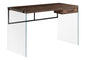 Computer Desk, Home Office, Laptop, Storage Drawers, 48"l, Work, Brown Laminate, Clear Tempered Glass, Contemporary, Modern