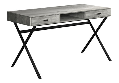 Computer Desk, Home Office, Laptop, Storage Drawers, 48"l, Work, Grey Laminate, Black Metal, Contemporary, Modern