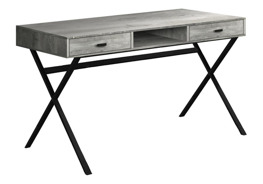 Computer Desk, Home Office, Laptop, Storage Drawers, 48"l, Work, Grey Laminate, Black Metal, Contemporary, Modern