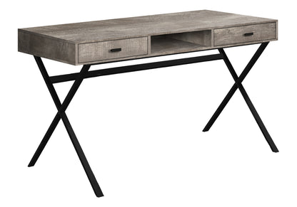Computer Desk, Home Office, Laptop, Storage Drawers, 48"l, Work, Beige Laminate, Black Metal, Contemporary, Modern