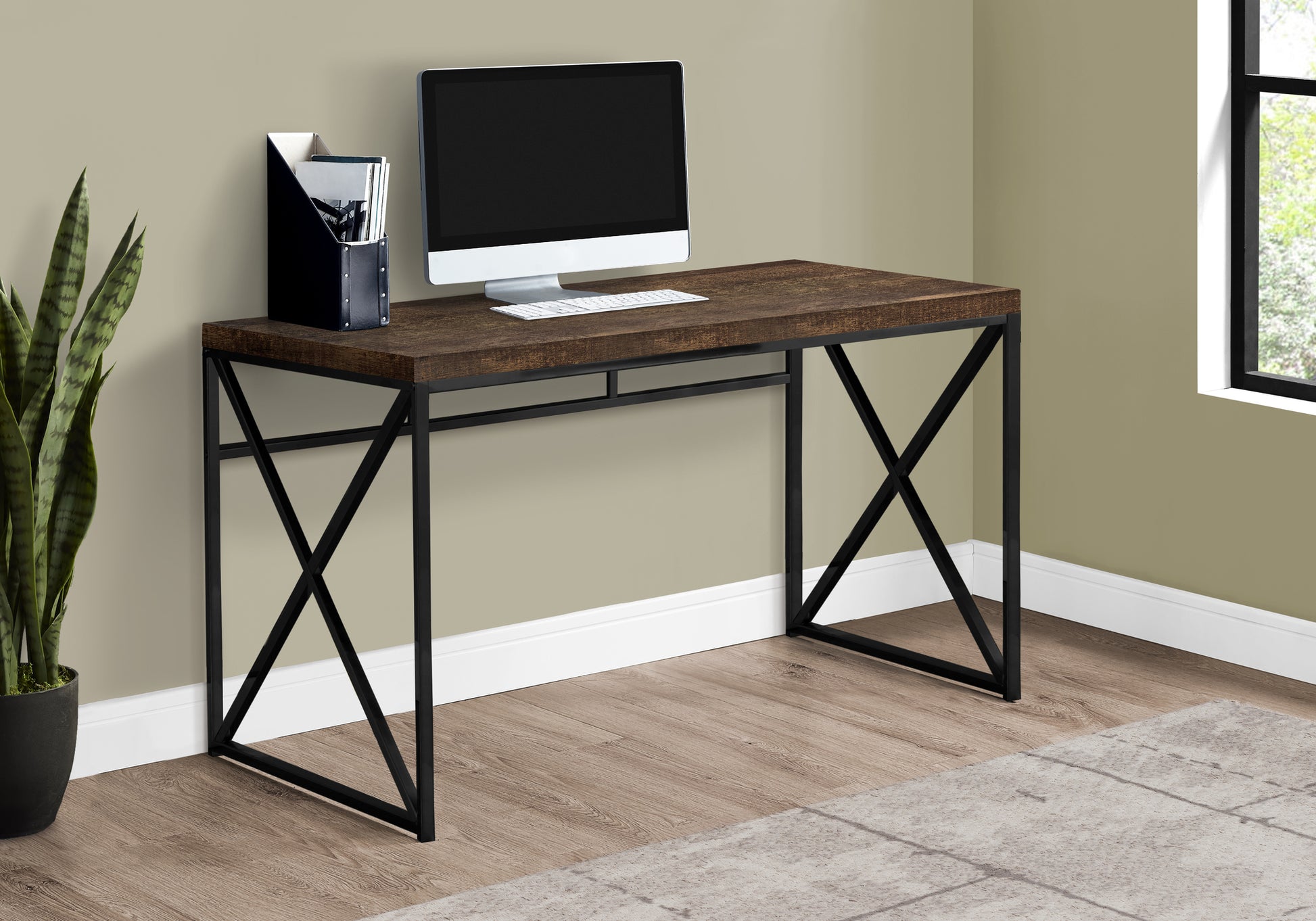 47 Inch Brown Computer Desk - Office Laptop Table