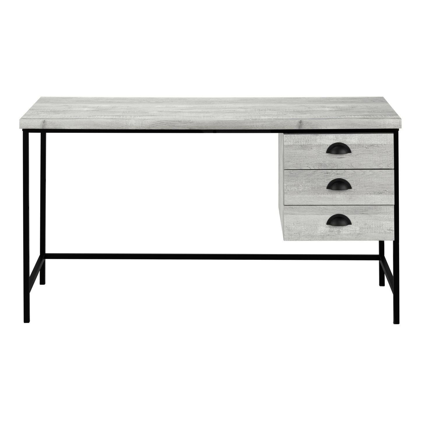 Grey Computer Desk with Storage Drawers - 55" L for Home Office