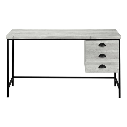 Grey Computer Desk with Storage Drawers - 55" L for Home Office