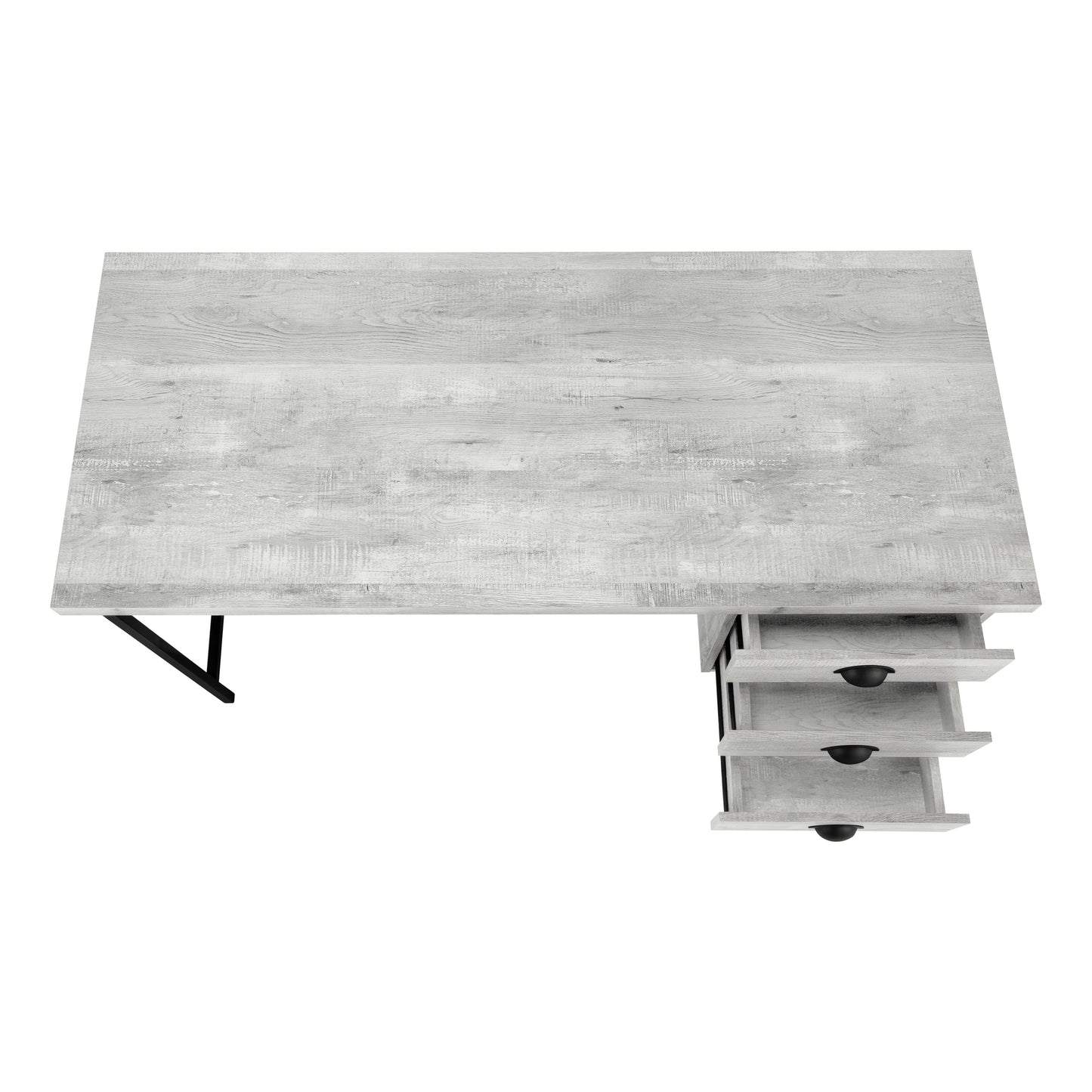 Grey Computer Desk with Storage Drawers - 55" L for Home Office