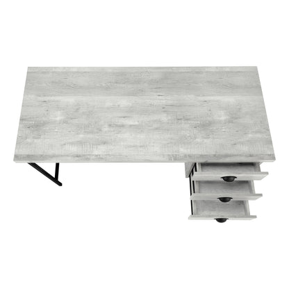 Grey Computer Desk with Storage Drawers - 55" L for Home Office