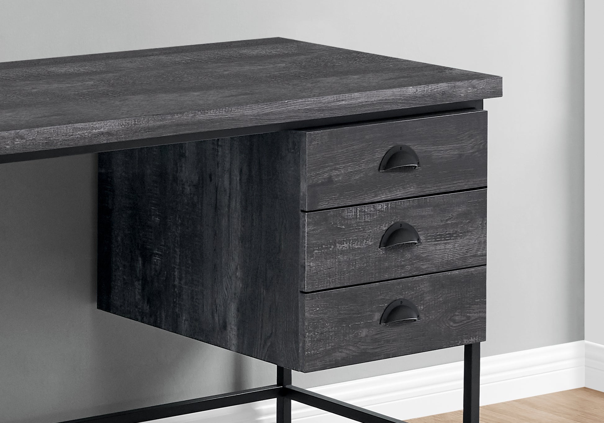 Black Computer Desk with 3 Drawers - 55" Workspace for Home Office