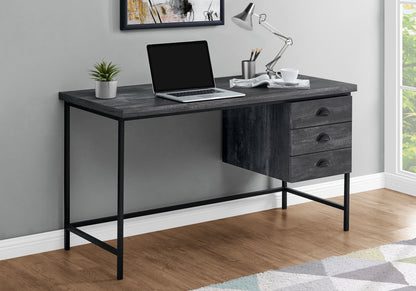Black Computer Desk with 3 Drawers - 55" Workspace for Home Office