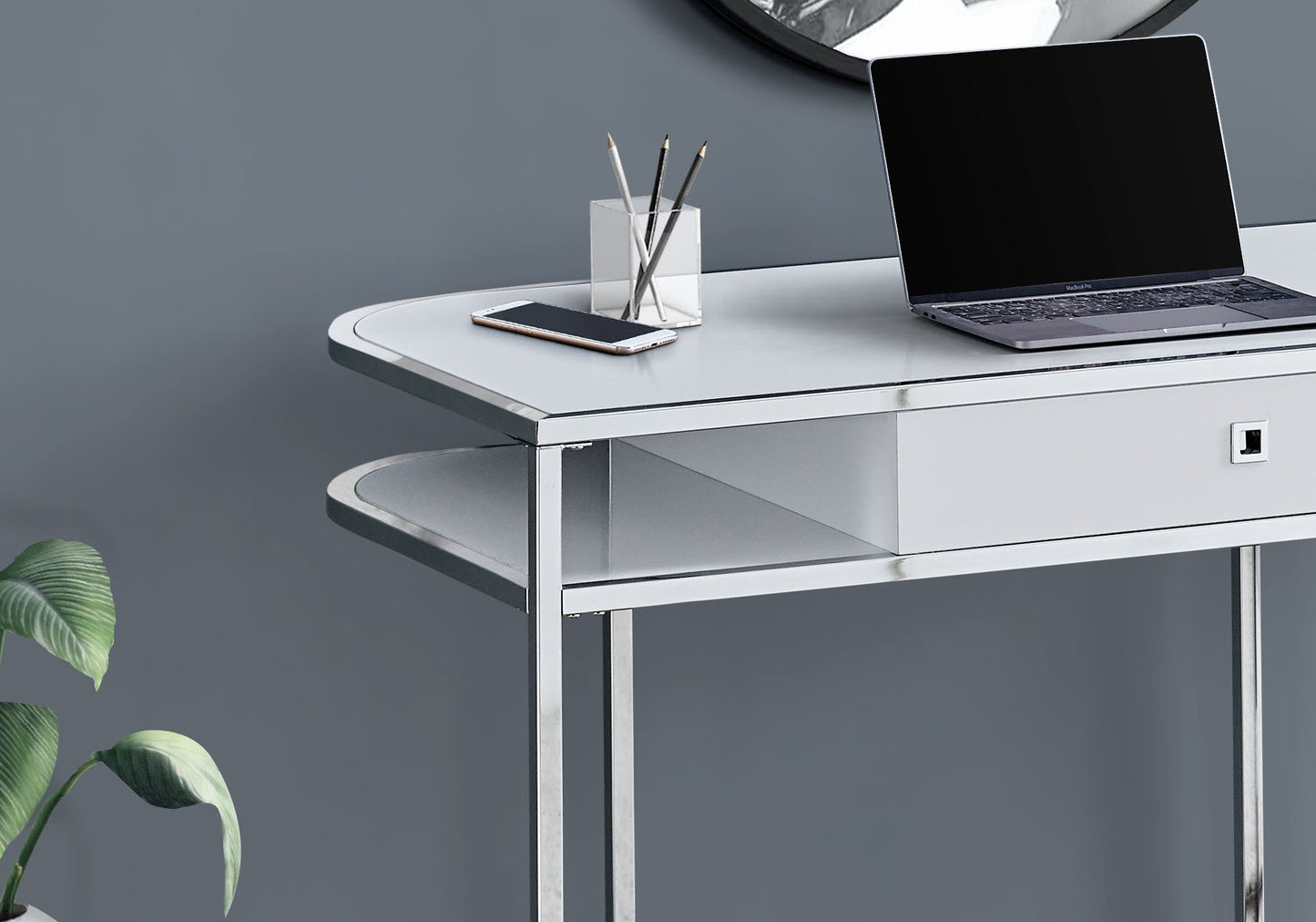 White Computer Desk with Storage Drawers - 48" L Workstation for Home Office
