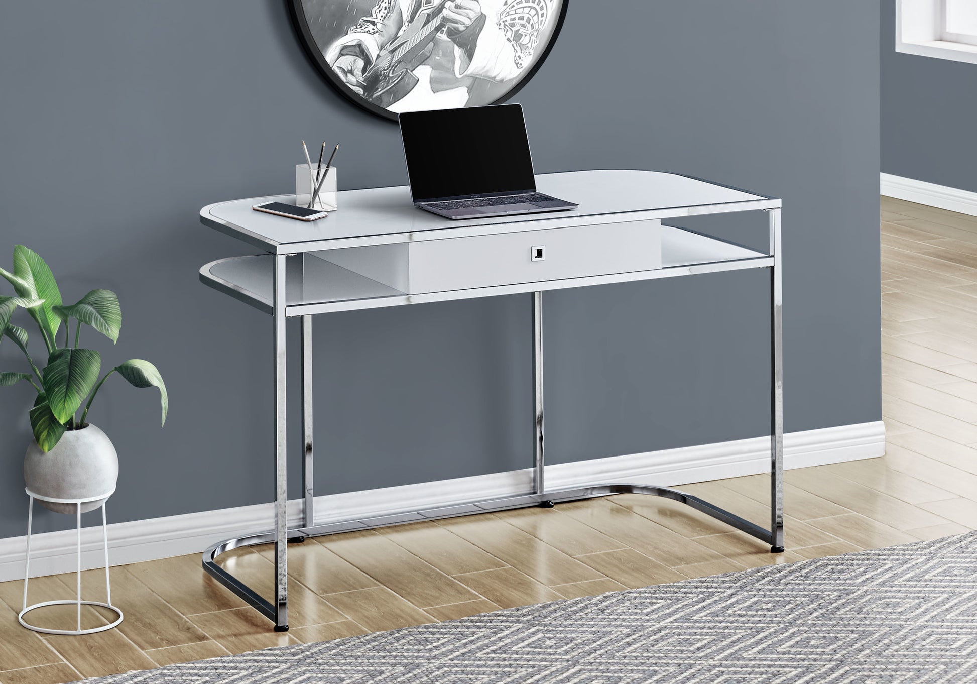 White Computer Desk with Storage Drawers - 48" L Workstation for Home Office
