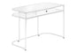 Computer Desk, Home Office, Laptop, Storage Drawers, 48"l, Work, White Laminate, Chrome Metal, Contemporary, Modern
