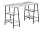 Computer Desk, Home Office, Laptop, Storage Shelves, 48"l, Work, White Marble Look Laminate, Black Metal, Contemporary, Modern