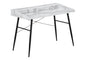 Computer Desk, Home Office, Laptop, Storage Shelves, 48"l, Work, White Marble Look Laminate, Black Metal, Contemporary, Modern