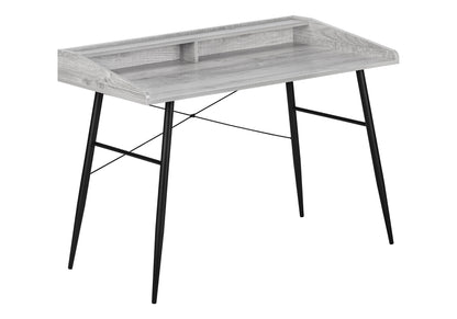 Computer Desk, Home Office, Laptop, Storage Shelves, 48"l, Work, Grey Laminate, Black Metal, Contemporary, Modern