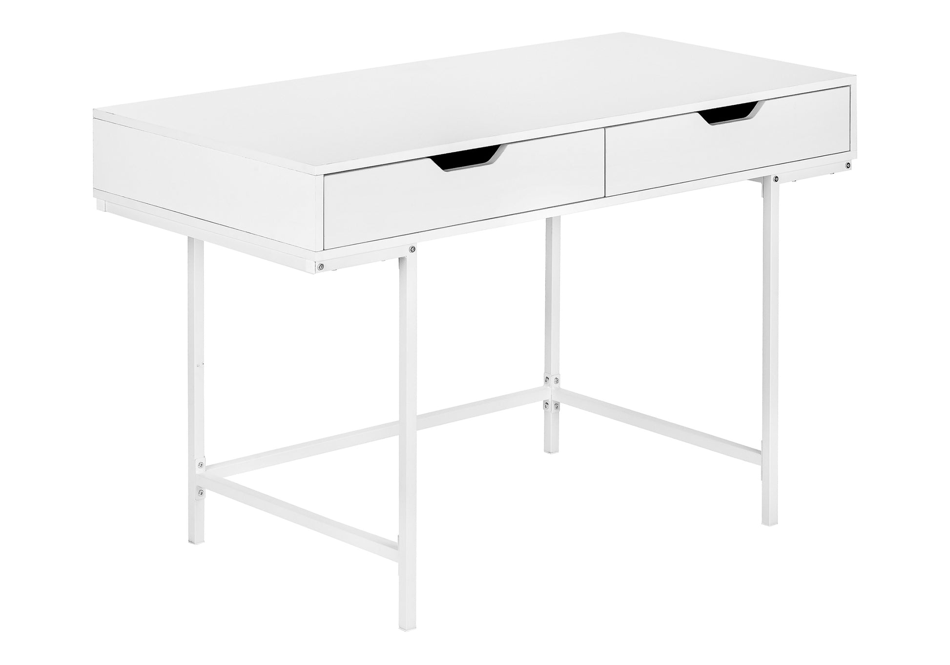 Computer Desk, Home Office, Laptop, Storage Drawers, 48"l, Work, White Laminate, White Metal, Contemporary, Modern