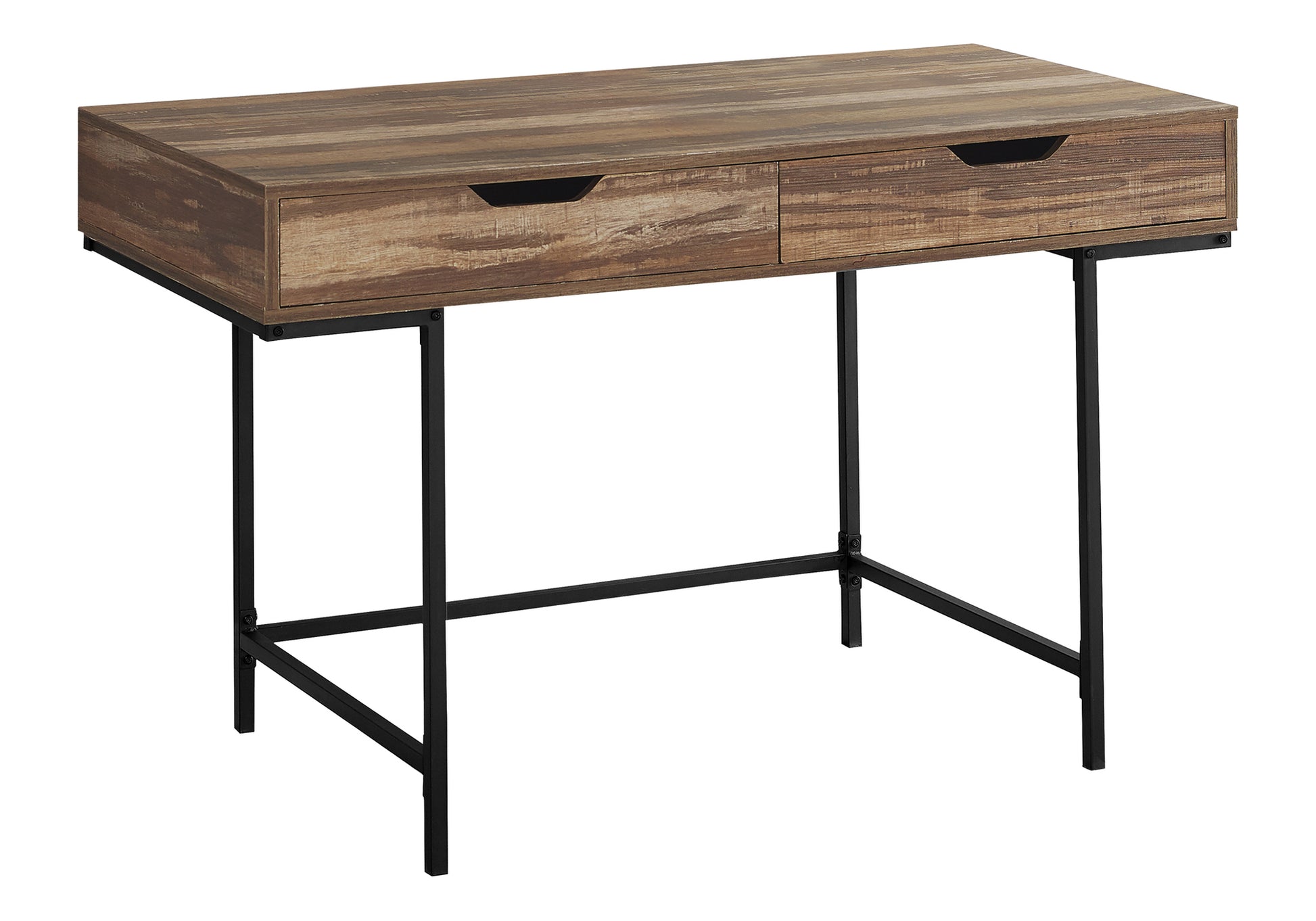Computer Desk, Home Office, Laptop, Storage Drawers, 48"l, Work, Brown Laminate, Black Metal, Contemporary, Modern