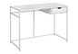 Computer Desk, Home Office, Laptop, Storage Drawer, 42"l, Work, White Laminate, White Metal, Contemporary, Modern