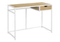 Computer Desk, Home Office, Laptop, Storage Drawer, 42"l, Work, Natural Laminate, White Metal, Contemporary, Modern