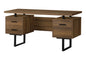 Computer Desk, Home Office, Laptop, Left, Right Set-up, Storage Drawers, 60"l, Work, Walnut Laminate, Black Metal, Contemporary, Modern
