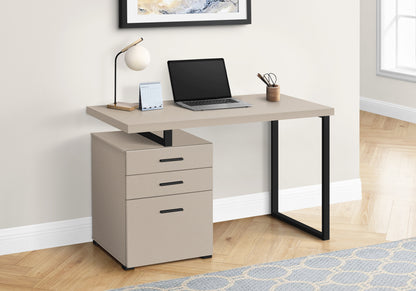 Computer Desk, Home Office, Laptop, Left, Right Set-up, Storage Drawers, 48"l, Work, Beige Laminate, Black Metal, Contemporary, Modern