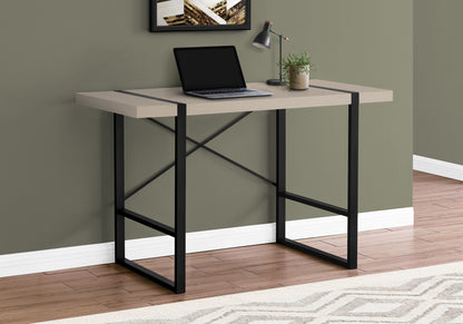 Computer Desk, Home Office, Laptop, 48"l, Work, Beige Laminate, Black Metal, Contemporary, Modern