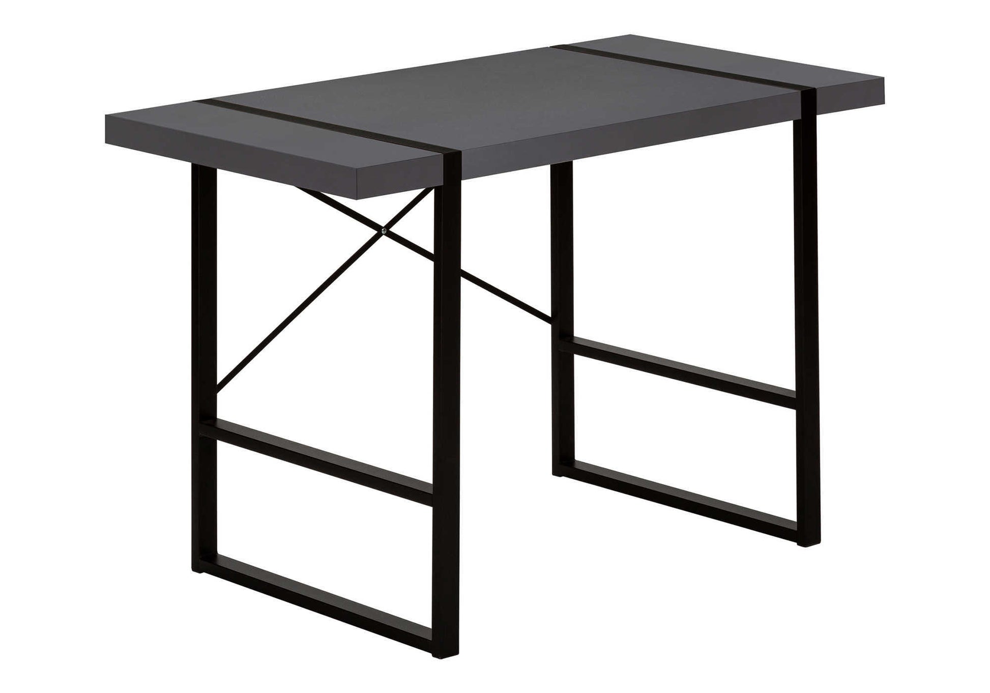 Computer Desk, Home Office, Laptop, 48"l, Work, Grey Laminate, Black Metal, Contemporary, Modern