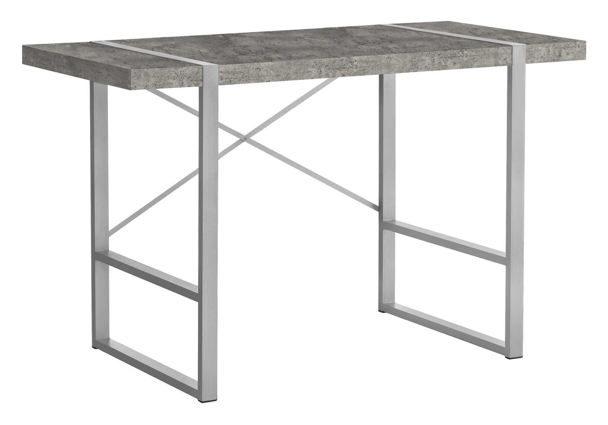 Computer Desk, Home Office, Laptop, 48"l, Work, Grey Concrete Laminate, Grey Metal, Contemporary, Modern