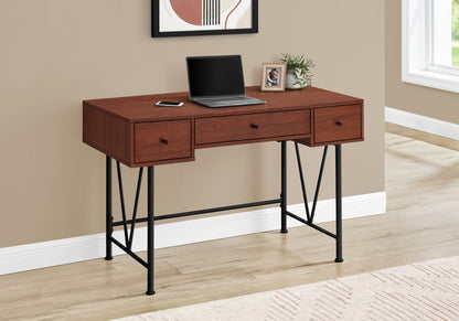 Computer Desk, Home Office, Laptop, Storage Drawers, 48"l, Work, Brown Laminate, Black Metal, Transitional