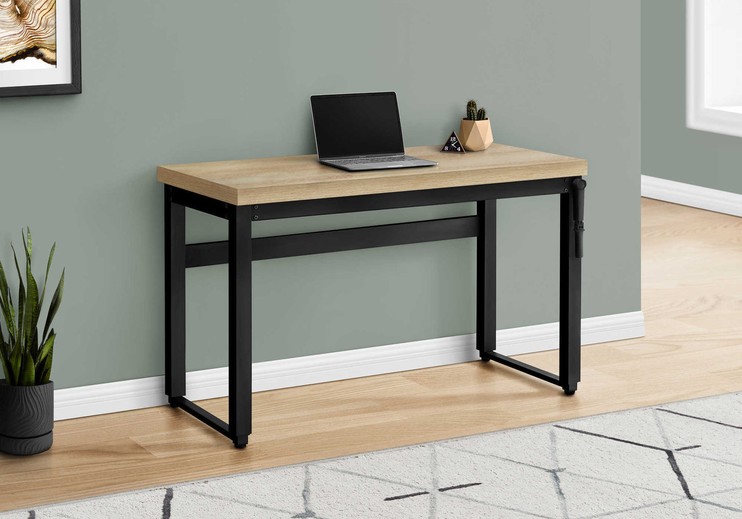 Adjustable Computer Desk - Natural Laminate, 48"L Workstation for Home Office
