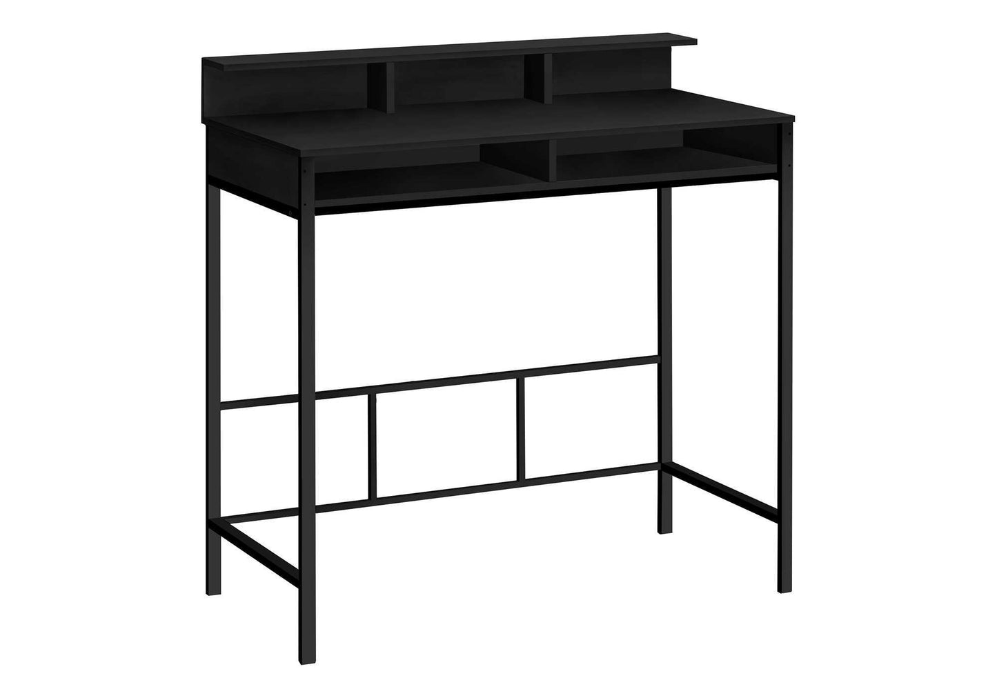 Computer Desk, Home Office, Standing, Storage Shelves, 48"l, Work, Laptop, Black Laminate, Black Metal, Contemporary, Modern