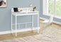 Computer Desk, Home Office, Standing, Storage Shelves, 48"l, Work, Laptop, White Laminate, White Metal, Contemporary, Modern