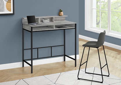 Computer Desk, Home Office, Standing, Storage Shelves, 48"l, Work, Laptop, Grey Laminate, Black Metal, Contemporary, Modern