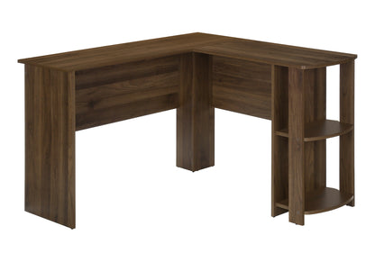 Computer Desk, Home Office, Corner, Storage Shelves, 48"l, L Shape, Work, Laptop, Brown Laminate, Contemporary, Modern