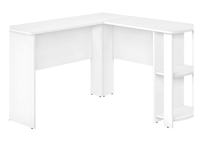 Computer Desk, Home Office, Corner, Storage Shelves, 48"l, L Shape, Work, Laptop, White Laminate, Contemporary, Modern