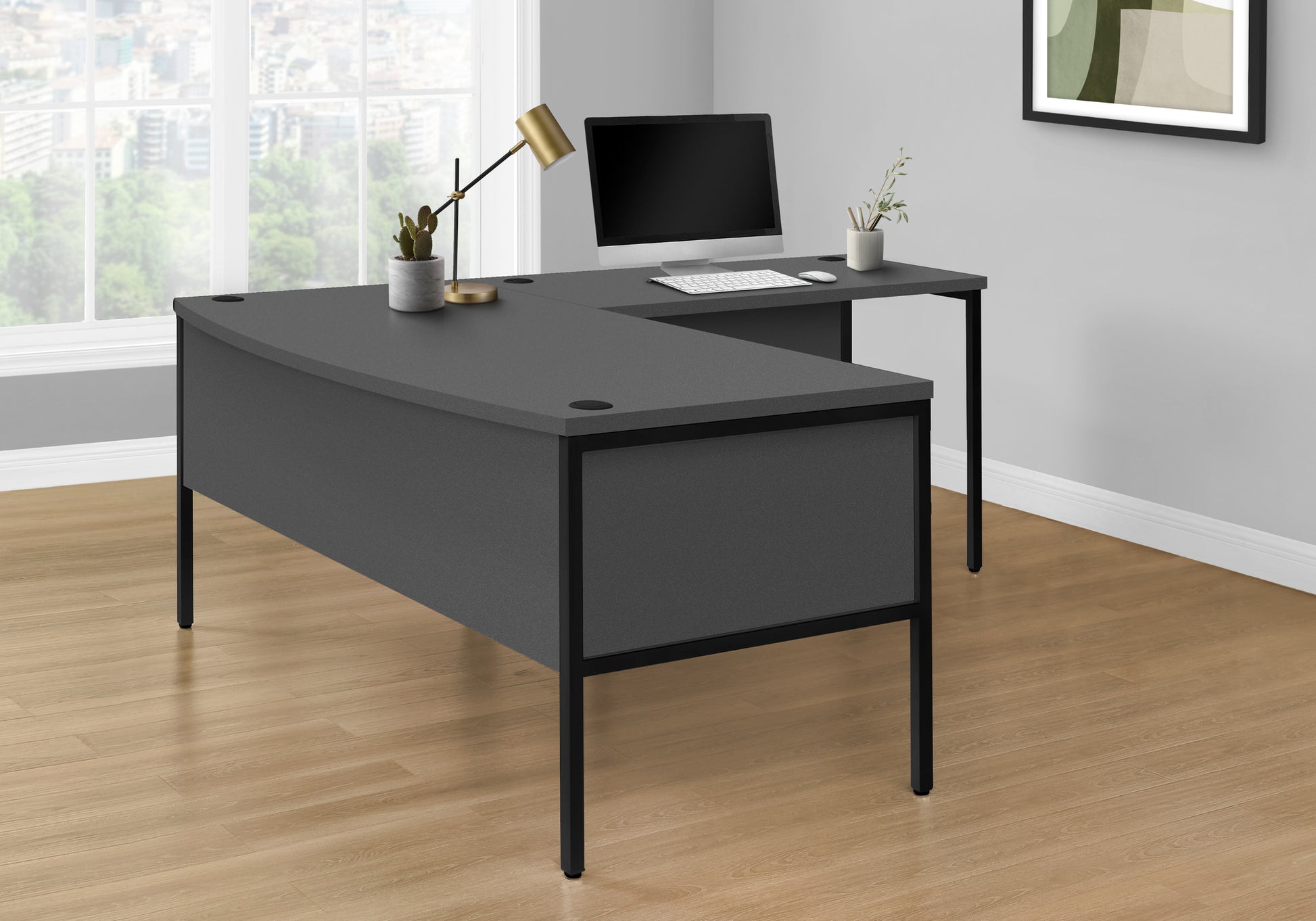 48 Inch Grey Computer Desk - Modern Office Table