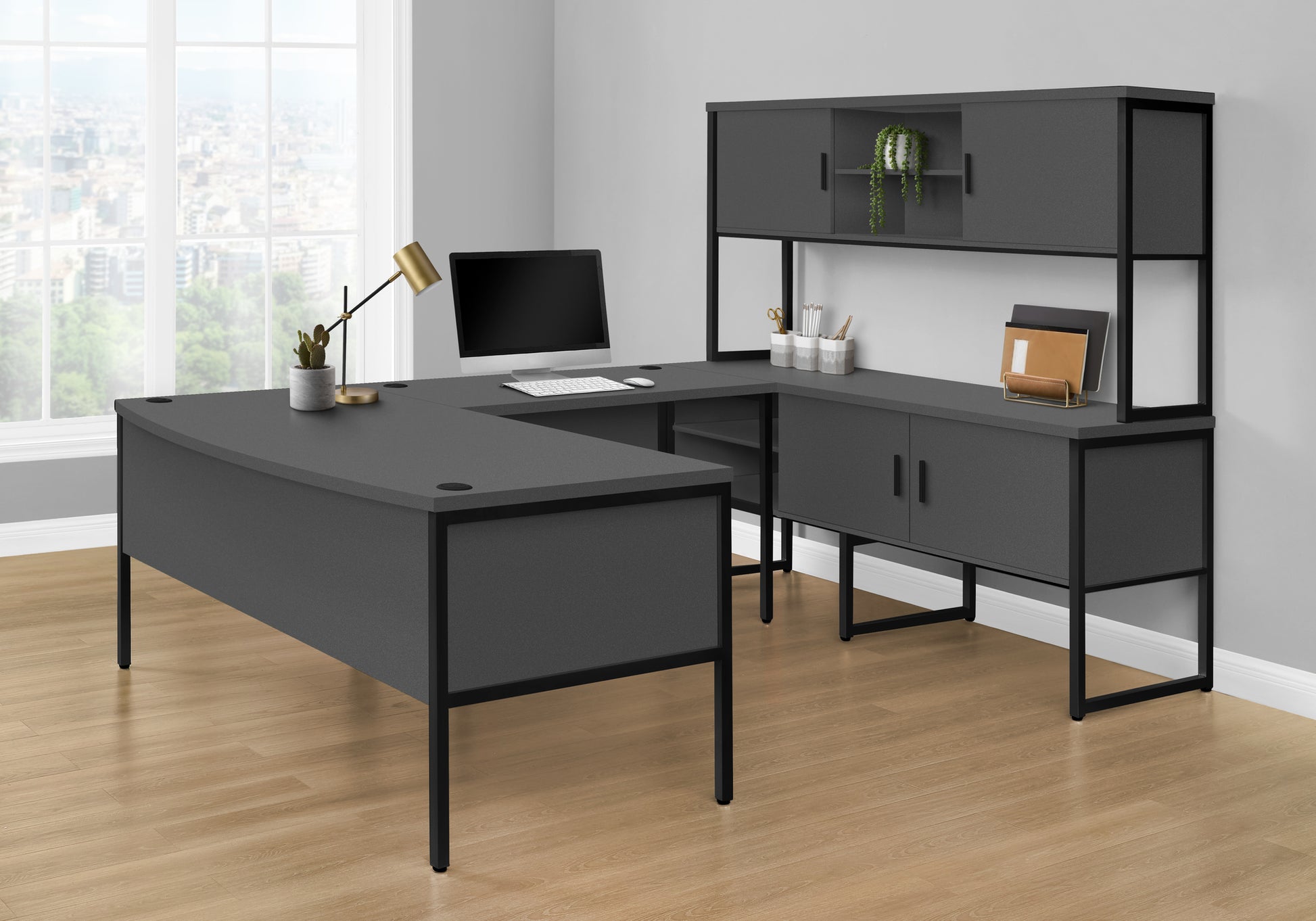 48 Inch Grey Computer Desk - Modern Office Table