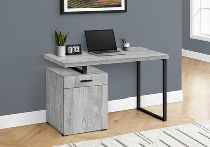 Computer Desk, Home Office, Laptop, Left, Right Set-up, Storage Drawers, 48"l, Work, Grey Laminate, Black Metal, Contemporary, Modern
