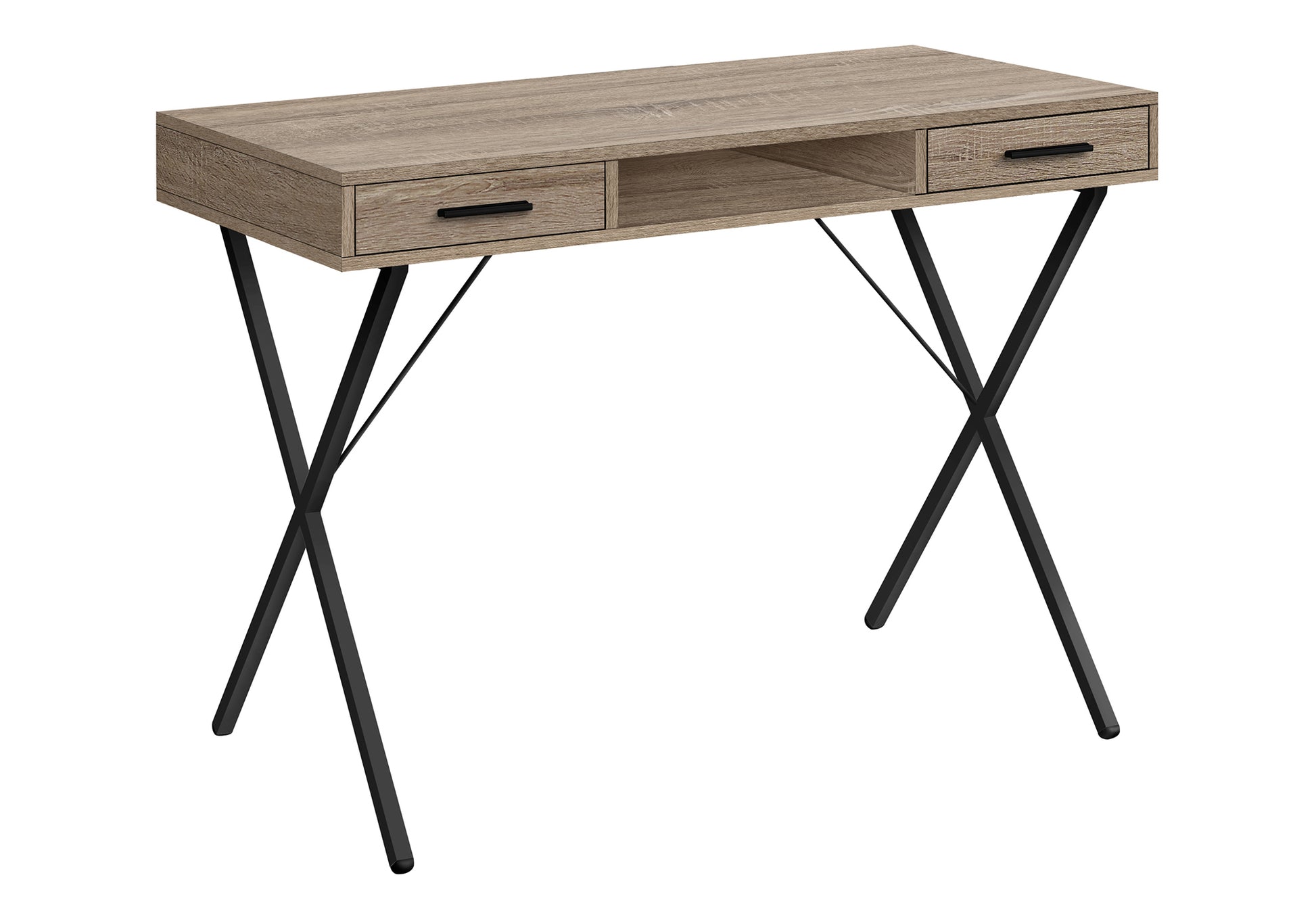 Computer Desk, Home Office, Laptop, Left, Right Set-up, Storage Drawers, 42"l, Work, Brown Laminate, Black Metal, Contemporary, Modern