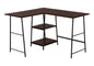 Computer Desk, Home Office, Corner, Storage Shelves, 48"l, L Shape, Work, Laptop, Brown Laminate, Black Metal, Contemporary, Modern