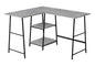 Computer Desk, Home Office, Corner, Storage Shelves, 48"l, L Shape, Work, Laptop, Grey Laminate, Black Metal, Contemporary, Modern