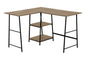 Computer Desk, Home Office, Corner, Storage Shelves, 48"l, L Shape, Work, Laptop, Brown Laminate, Black Metal, Contemporary, Modern